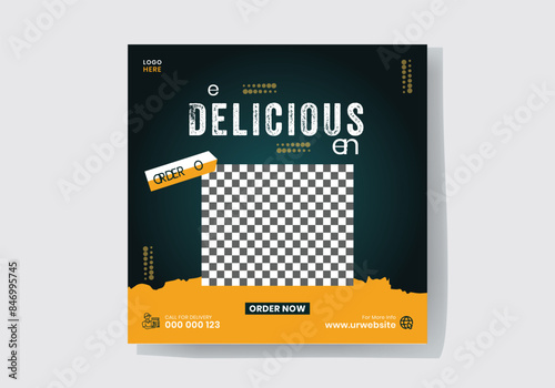 Fast food business marketing social media post or Flyer template, Restaurant social media post design