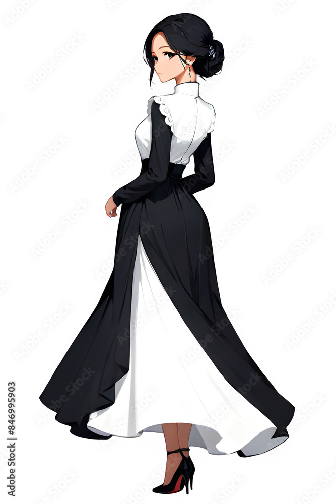 A girl in a very beautiful ornate dress, black silhouette of a beautiful woman, transparent background, sophisticated, highly detailed, modest dress A girl in a very beautiful ornate dress, black silhouette of a beautiful woman, transparent background, sophisticated, highly detailed, modest dress