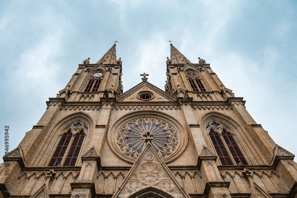 Gothic church with two spires, Shishi Sacred Heart Cathedral, Guangzhou, China Gothic church with two spires, Shishi Sacred Heart Cathedral, Guangzhou, China