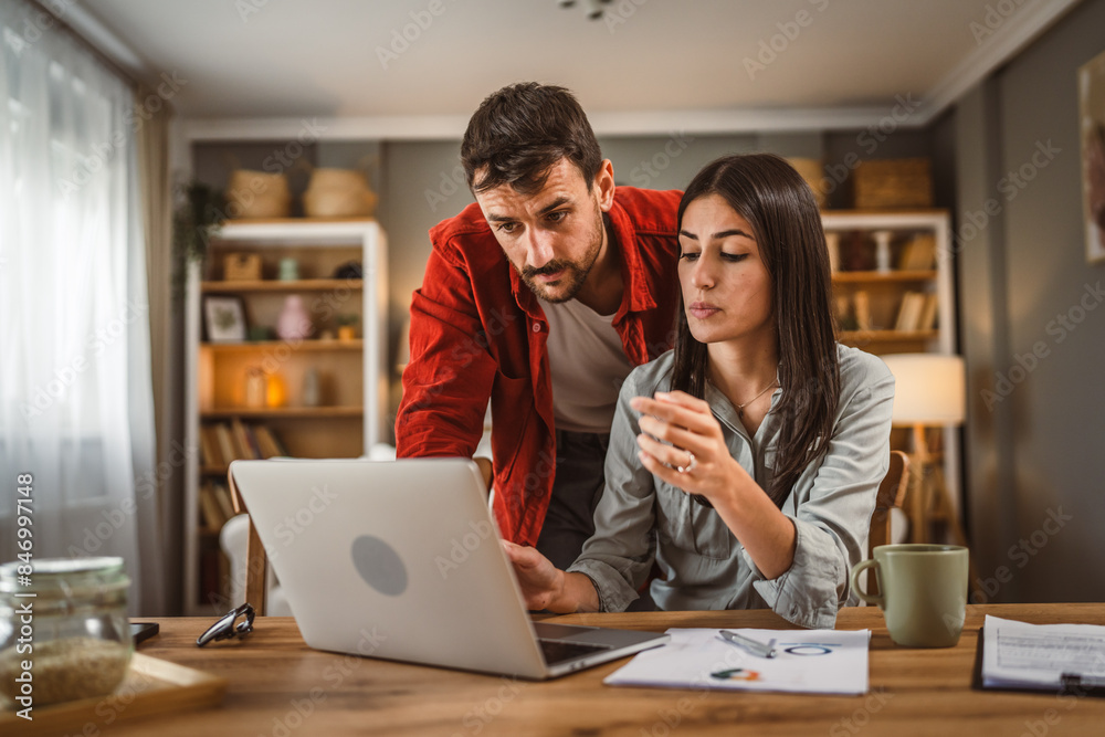 adult woman work from home have a dilemma talk about that with husband adult woman work from home have a dilemma talk about that with husband