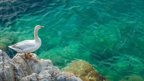 White Goose on Turquoise River photo