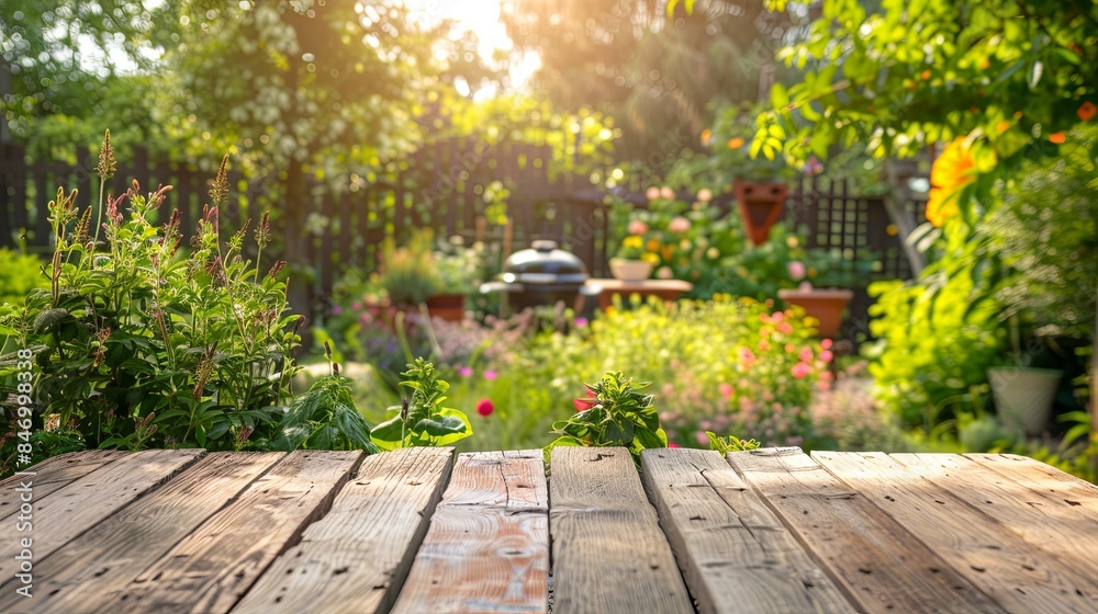 Sunny Afternoon in a Lush Green Backyard Garden