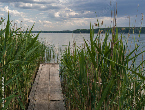 A pier in the rushes on a Masurian lake - Poland