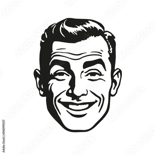 Vintage style illustration of a friendly smiling man.