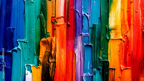Abstract colorful oil painting on canvas. Oil paint texture with brush and palette knife strokes.