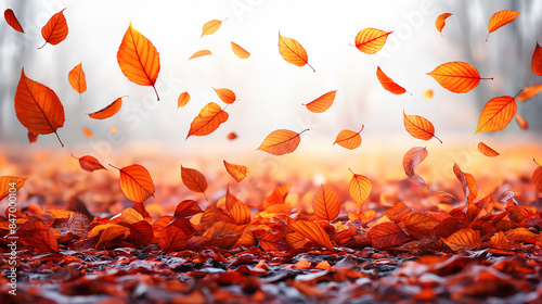 Falling flying autumn leaves background. realistic autumn yellow leaf isolated on white background. fall sale background