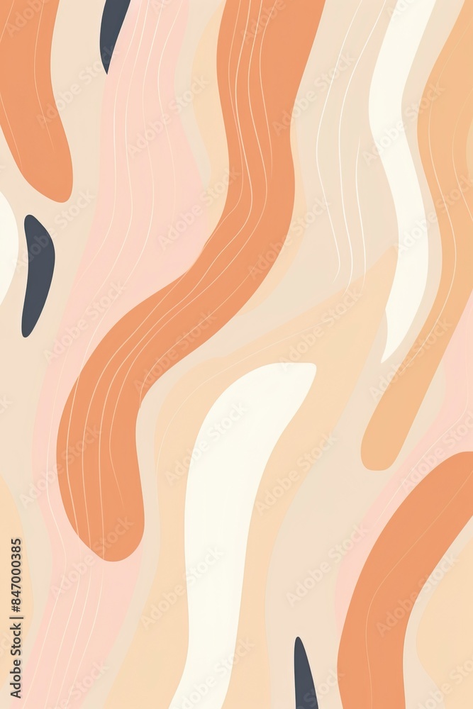 A stylish boho pastel abstract pattern featuring organic shapes and soft pastel colors. This design is with wavy beige and brown lines. A stylish boho pastel abstract pattern featuring organic shapes and soft pastel colors. This design is with wavy beige and brown lines.