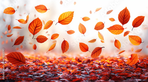 Falling flying autumn leaves background. realistic autumn yellow leaf isolated on white background. fall sale background