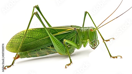 Giant katydid Stilpnochlora couloniana isolated on white background  Picture Insect : Generative AI photo