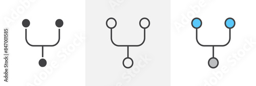 Code fork icon set. Vector symbol for data merge. Branch and divert sign.