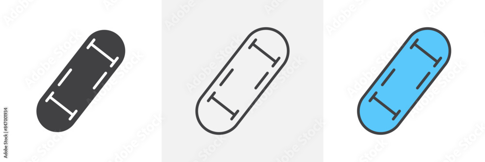 Skateboard icon set. Vector symbol for skater board. Skateboarding sport sign. Skateboard icon set. Vector symbol for skater board. Skateboarding sport sign.
