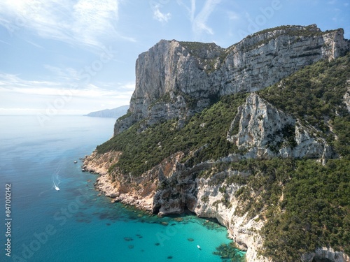 Stunning aerial view of Monte Plummare, Golfo di Orosei, Baunei, Sardegna, Italy