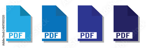 collection of pdf icons | pdf icon sheet | black, white and red pdf and paper symbols with different corners. Vector Illustration.