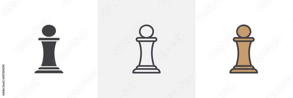 Chess pawn icon set. Soldier piece vector symbol. Chess icon. Chess pawn icon set. Soldier piece vector symbol. Chess icon.