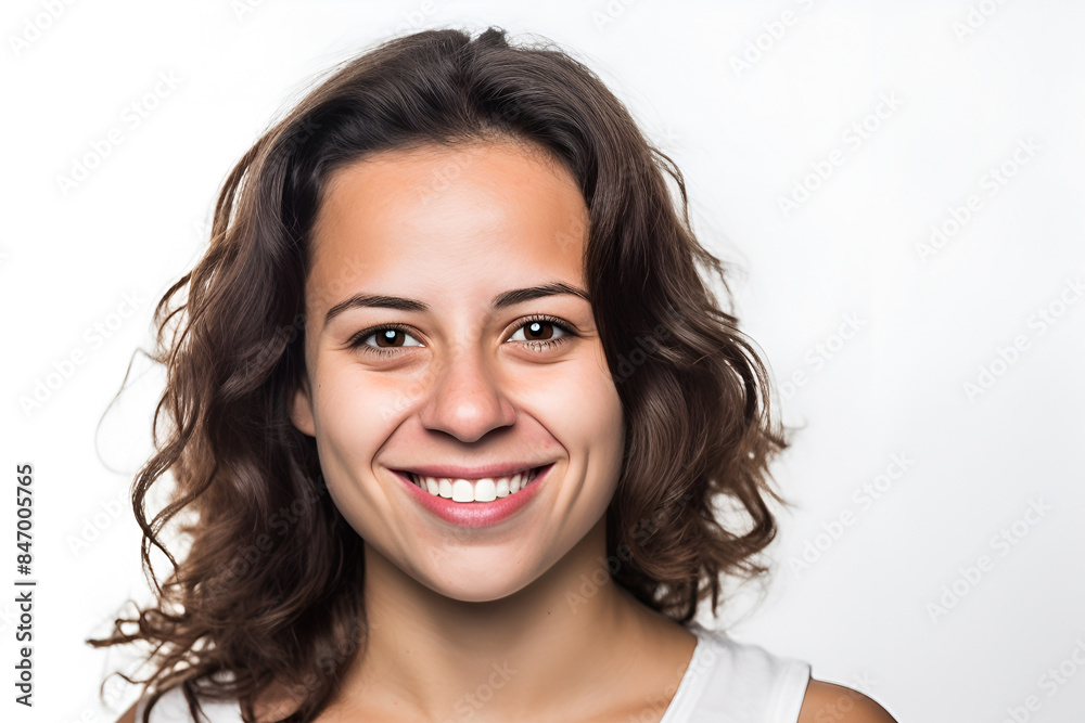 Close up horizontal front portrait of attractive young indian woman with serious expression on face Close up horizontal front portrait of attractive young indian woman with serious expression on face