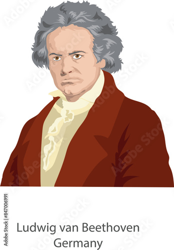 Illustration vector isolated of Ludwig van Beethoven, german composer and musician. Beethoven.eps