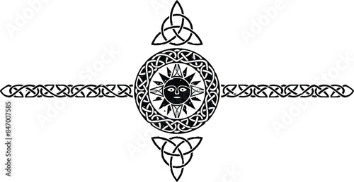 Celtic Pattern Circle Header with Tribal Sun and Triquetra