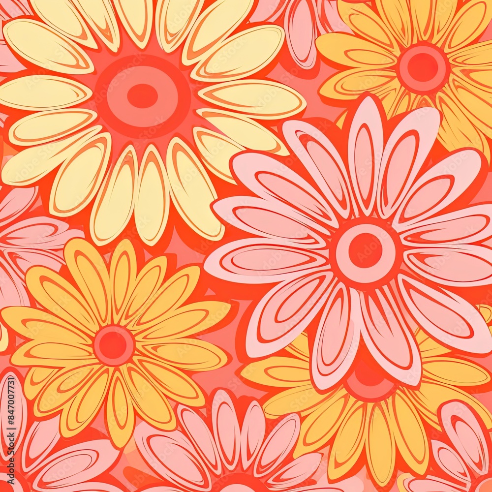 60s/70s pink orange hippy pattern with flowers 60s/70s pink orange hippy pattern with flowers