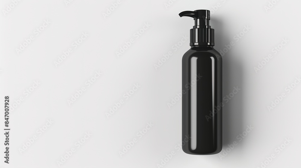 Elegant black cosmetic bottle on a solid background Elegant black cosmetic bottle on a solid background