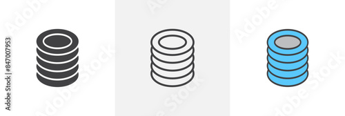 Stacked plates icon set. Dining and kitchenware vector symbol. Plates icon.