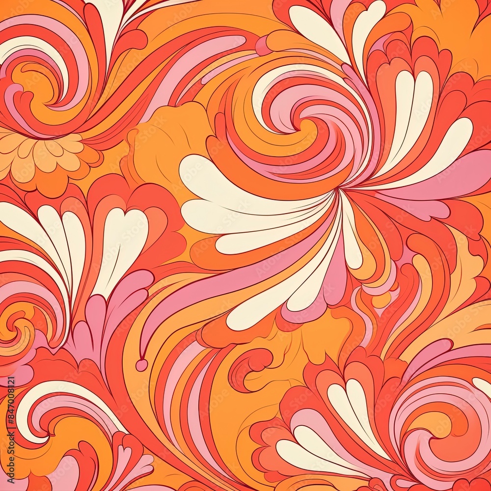 60s/70s pink orange hippy pattern with flowers 60s/70s pink orange hippy pattern with flowers