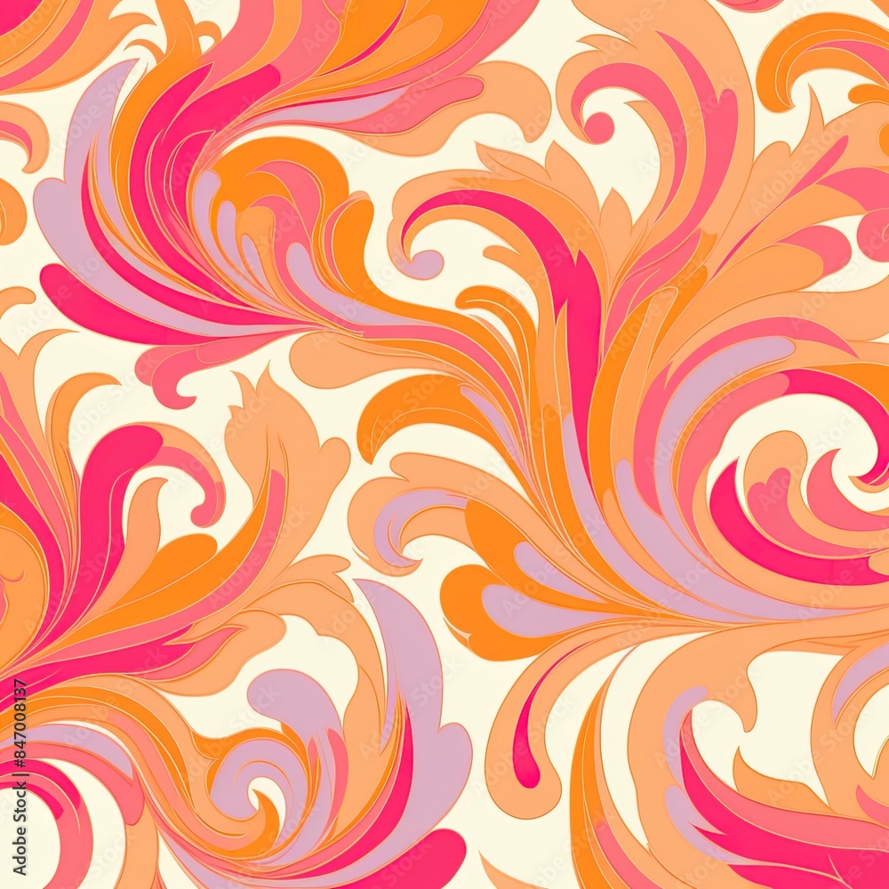 60s/70s pink orange hippy pattern with flowers 60s/70s pink orange hippy pattern with flowers