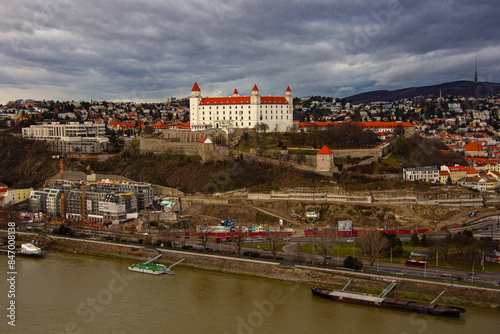 Canvas Print View from the observation deck of the Ufo tower on the Bratislava Castle, known