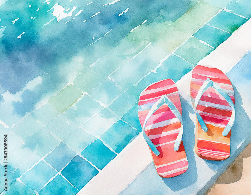 Naklejka premium sandals and poolside