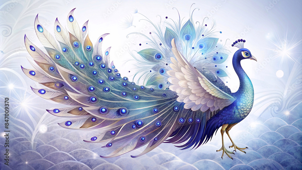 custom made wallpaper toronto digitalThe peacock's wings have beautiful blue stripes.