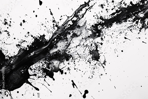 black paint splattered on a white surface photo