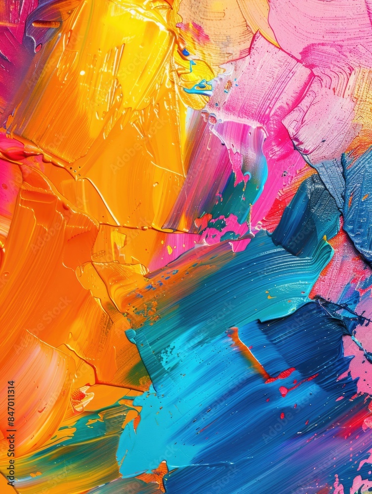 A detailed view of a vibrant and colorful painting, ideal for use in art-related projects or as a decorative piece A detailed view of a vibrant and colorful painting, ideal for use in art-related projects or as a decorative piece