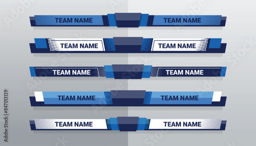 Scoreboard Broadcast Graphic and Lower Thirds Template for sport soccer and football, vector illustration