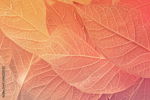 A background with an array of orange and red gradient leaves, creating intricate patterns and textures. Created with Ai