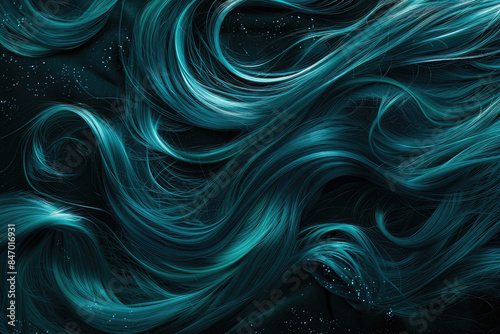 A dark fantasy background of swirling teal and black smoke. Created with Ai