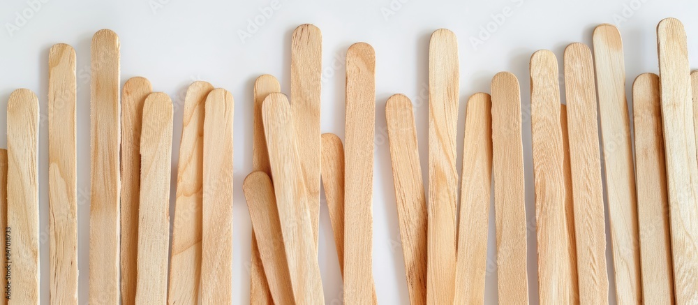 Wooden popsicle sticks placed against a clean white backdrop