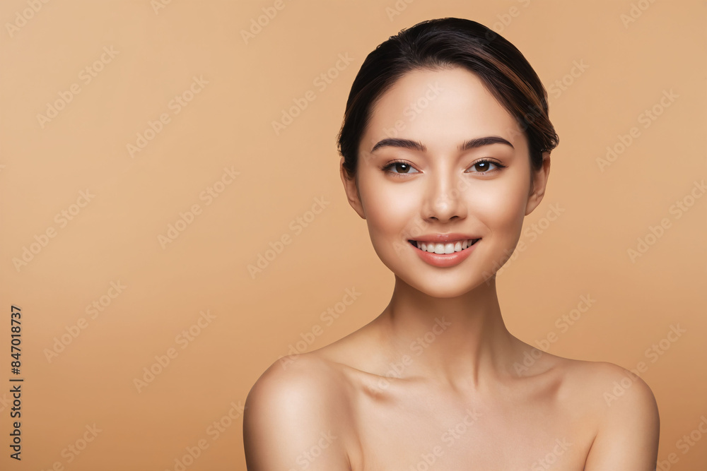 Beautiful young Asian woman with clean fresh skin on beige background, Face care, Facial treatment, Beauty woman healthy skin natural make up, Cosmetology, beauty and spa, Asian women portrait Beautiful young Asian woman with clean fresh skin on beige background, Face care, Facial treatment, Beauty woman healthy skin natural make up, Cosmetology, beauty and spa, Asian women portrait