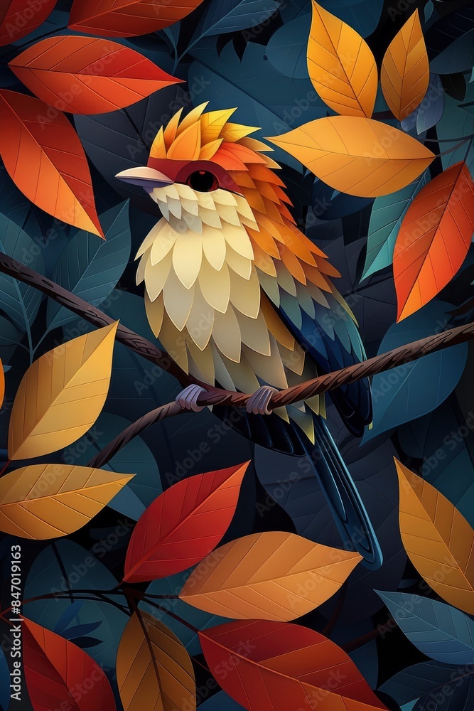 Fototapeta premium Abstract animal patterns with collage elements of nature