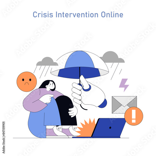 Telepsychology And Online Therapy. Flat Vector Illustration