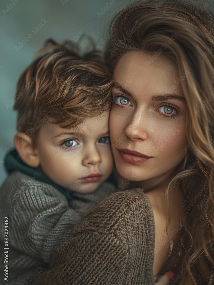 A mother cradling her young one in her arms, showing maternal love and care A mother cradling her young one in her arms, showing maternal love and care