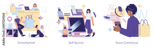 Retail Tech. Flat Vector Illustration