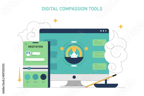 Compassion Focused Therapy. Flat Vector Illustration