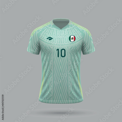 3d realistic soccer away jersey Mexico national team 2024