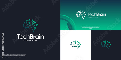 brain shape connection, with the concept of technology, health, science, logo vector design.