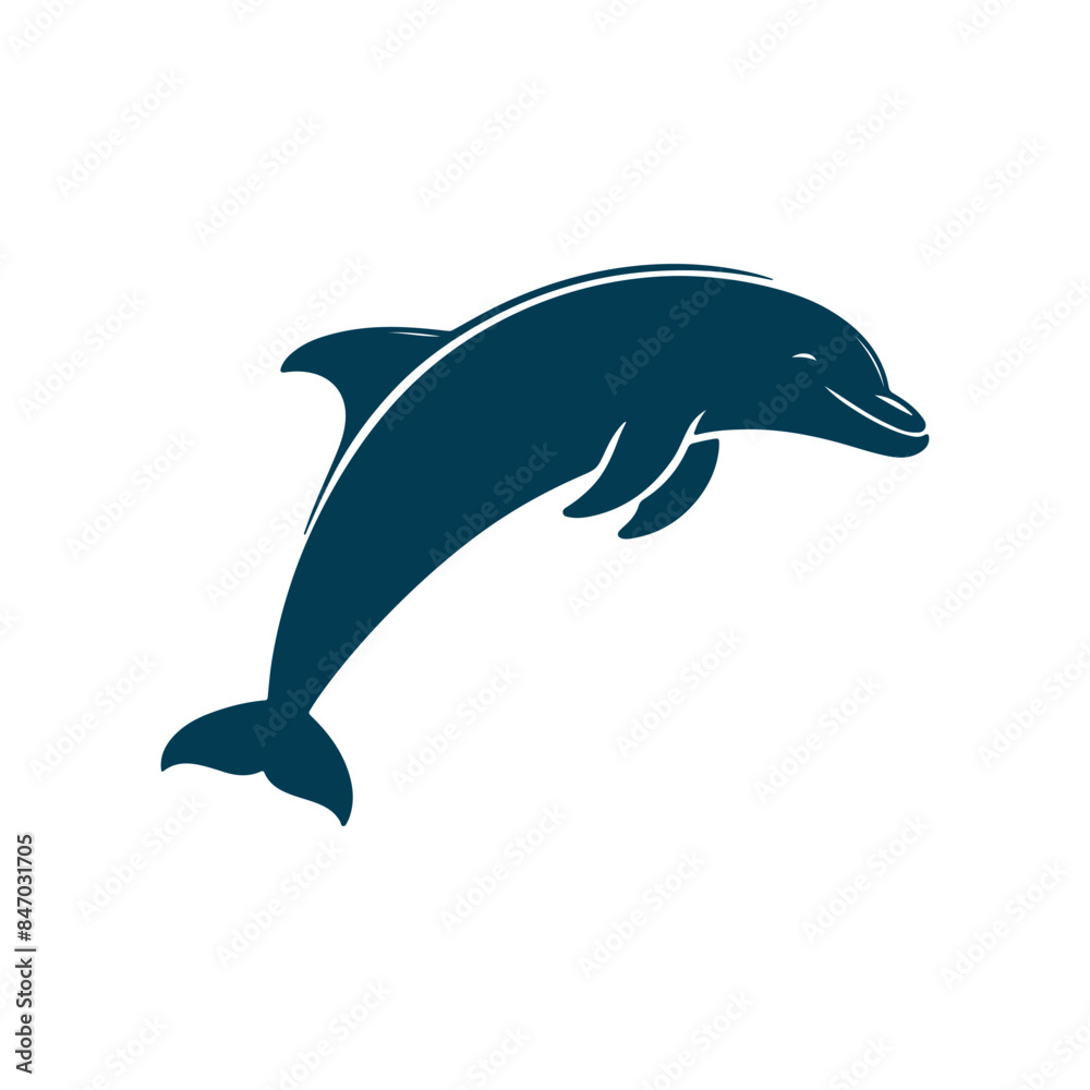 Fototapeta premium Dolphin Silhouette Clip art isolated vector illustration on a white background