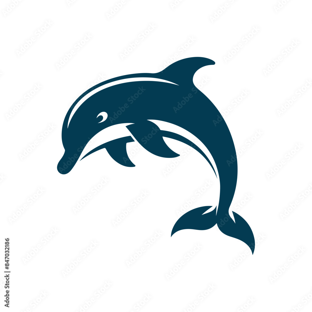Naklejka premium Dolphin Silhouette Clip art isolated vector illustration on a white background