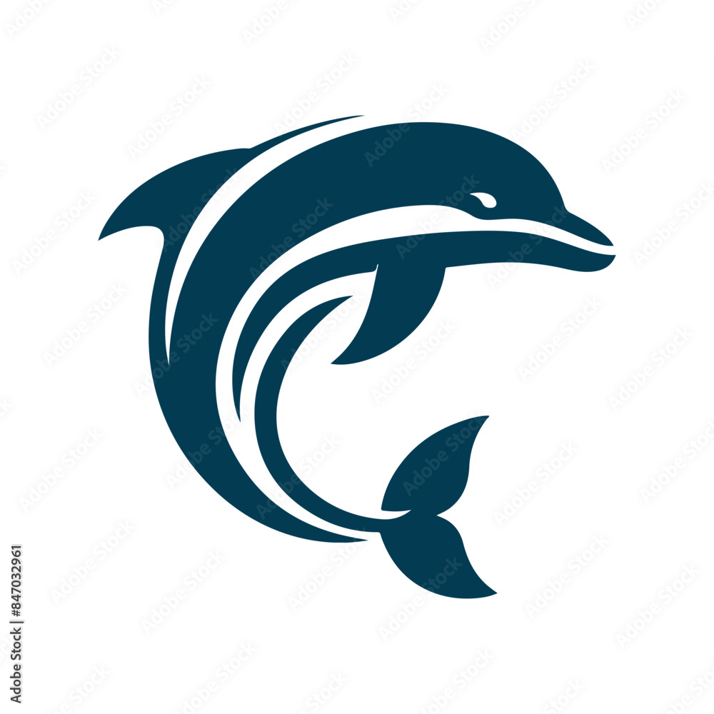 Dolphin Silhouette Clip art isolated vector illustration on a white background