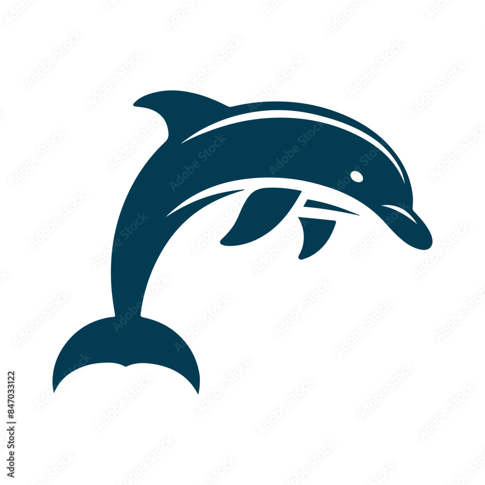 Naklejka premium Dolphin Silhouette Clip art isolated vector illustration on a white background