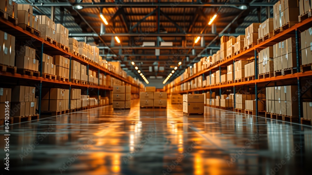 Busy Delivery Company Warehouse Brimming with Boxes Ready for Shipment Busy Delivery Company Warehouse Brimming with Boxes Ready for Shipment