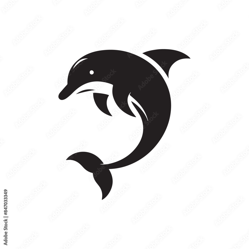 Fototapeta premium Dolphin Silhouette Clip art isolated vector illustration on a white background