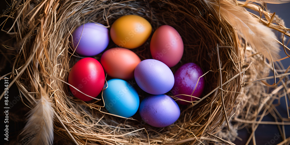 easter eggs in a nest, Colorful easter eggs in the bird's nest on the woody floor Idea of happy easter day
easter eggs in a nest, Colorful easter eggs in the bird's nest on the woody floor Idea of happy easter day